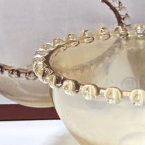 Bowl de Cristal Borda Coração Âmbar Metalizado e Rosa Lyor Sofisticação e Elegância