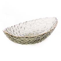 Bowl de Cristal de Chumbo Martelado com Borda Dourada Taj Verde 19,5x11x5cm