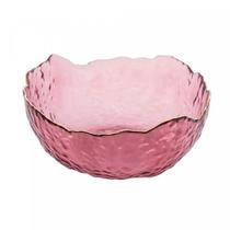 Bowl de Cristal Martelado com Borda Dourada Taj Rosa 16x8cm 28957 - Wolff