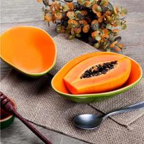 Bowl de Mamão Escuro Feito de Cerâmica Para Comer Frutas