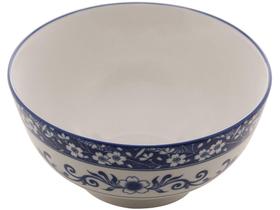 Bowl de Porcelana Branco e Azul Lyor Garden 550ml