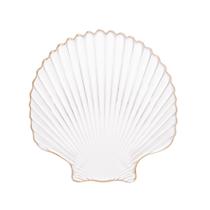 Bowl de Vidro Concha c/ Filete Dourado Leque - Rojemac