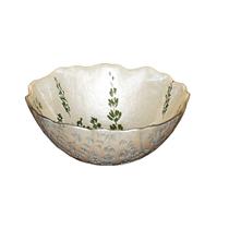 Bowl de Vidro Lavender Creme com Verde Azeitona 13,5cm Bowl de Vidro Lavender Creme com Verde Azeitona 13,5cm