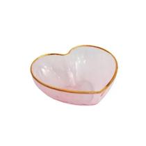 Bowl de Vidro Rosa com Borda Dourada Heart 15x12x5,5cm - Bizoca Bowl de Vidro Rosa com Borda Dourada Heart 15x12x5,5cm - Bizoca