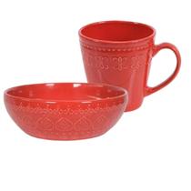 Bowl e Caneca Relieve Vermelha Yoi