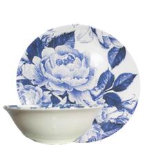 Bowl e Prato Sobremesa 12pç Porcelana Floral