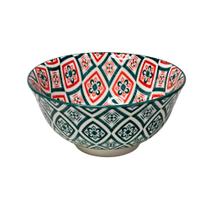 Bowl em Cerâmica Azulejo Vermelho e Verde 600ml - 1 unid.