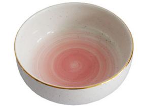 Bowl em cerâmica floreira rosa borda dourada
