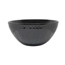 Bowl em Cerâmica Preto Relieve Folhas Tigela 550ml Yoi