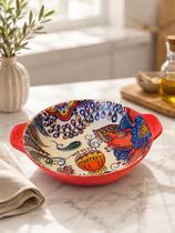 Bowl em ceramica vermelho com desenho floral interno Bowl em ceramica vermelho com desenho floral interno