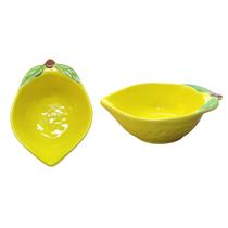 Bowl Formato Limão Siciliano De Cerâmica Amarelo Sobremesa Petiscos Cozinha Molhos Jantar Presente Amigos Mesa Posta Elegante Resistente -