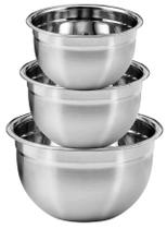 Bowl Inox Tigela Conjunto 3 Pçs Vasilha Fundo Profissional Bowl Inox Tigela Conjunto 3 Pçs Vasilha Fundo Profissional