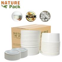 Bowl pote de papel branco com tampa Bio Descartável 1.100ml Saladas, Pokes, Açaí 270 Un