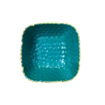 Bowl Quadrado Verde com Borda Dourada