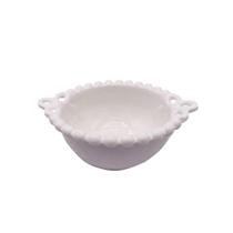 Bowl Redondo Decorativo Porcelana Branca Laço e Borda Bolinha