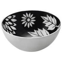 Bowl Redondo Floral Preto e Branco Médio NovaMesa