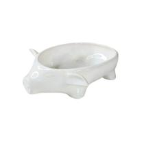 Bowl Tigela Cerâmica Porquinho Branco 6x24x17,5Cm - Scalla Cerâmica