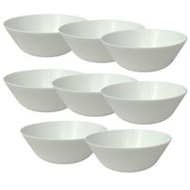Bowl Tigela Cumbuca Vidro Opalino Branco 550ml Mesa 8 Peças
