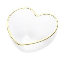 Bowl Tigela De Vidro Formato Coração Borda Dourada Pequeno