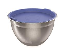 Bowl tigela em inox 2,1 litros com base silicone e tampa em PP 20 cm - AND