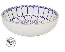 Bowl tigela em porcelana branco com desenhos em azul - We make Design