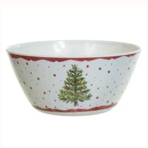 Bowl Tigela Natalina Pinheirinho Melamina Branco Luxo 750ml Pote Sopas Caldos Sobremesas Cumbuca
