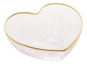 Bowl Vidro C/borda Dourada Heart 15x14x6cm