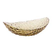Bowl Vidro de Cristal Martelado com Borda Dourada Taj Âmbar