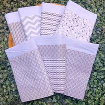 Box 7 unidades Pano de Prato Colecão Paleta Cinza 100% algodão Alta Absorção