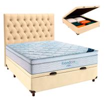 Box Bau Begetiza+Colchão Casal Freedom Ortobom+Cabeceira