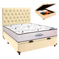 Box Bau Begetiza+Colchão Casal High Foam Ortobom+Cabeceira Box Bau Begetiza+Colchão Casal High Foam Ortobom+Cabeceira