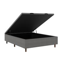 Box Baú Blindado Casal 138x188x42cm Base Reforçada Elite Cinza