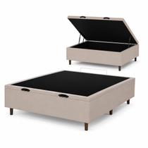 Box Baú Blindado Casal 138x188x42cm Estrutura Reforçada Elite Bege