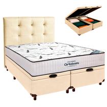 Box Bau Blindado+Colchão Queen High Foam Ortobom+Cabeceira
