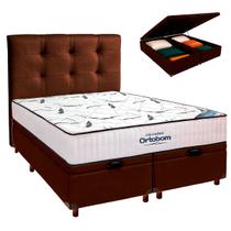 Box Bau Blindado+Colchão Queen High Foam Ortobom+Cabeceira