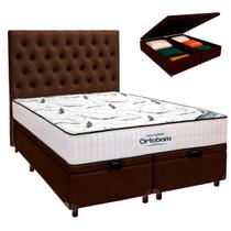 Box Bau Blindado+Colchão Queen High Foam Ortobom+Cabeceira