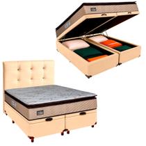 Box Bau Blindado + Colchão Queen Luxe Hellen + Cabeceira Begetiza