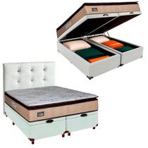 Box Bau Blindado + Colchão Queen Luxe Hellen + Cabeceira Branco