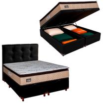 Box Bau Blindado + Colchão Queen Luxe Hellen + Cabeceira Preto