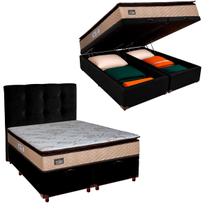 Box Bau Blindado + Colchão Queen Luxe Hellen + Cabeceira Preto