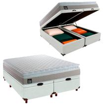 Box Bau Blindado e Colchão Queen Espuma Real Hellen Branco