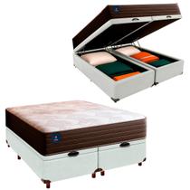 Box Bau Blindado e Colchão Queen Molas Ensacadas Celebration Euro Flex Colchões Branco Box Bau Blindado e Colchão Queen Molas Ensacadas Celebration Euro Flex Colchões Branco