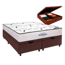 Box Bau Blindado Marrom + Colchão Queen High Foam Ortobom