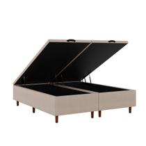 Box Baú Blindado Queen Size Bipartido 158x198x42cm Base Reforçada Elite Bege