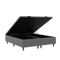 Box Baú Blindado Queen Size Bipartido 158x198x42cm Base Reforçada Elite Cinza Box Baú Blindado Queen Size Bipartido 158x198x42cm Base Reforçada Elite Cinza