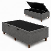 Box Baú Blindado Solteiro 78x188x42cm Estrutura Reforçada Elite Cinza