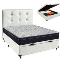 Box Bau Branco+Colchão Casal Airtech 150 Ortobom+Cabeceira