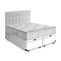 Box Baú + Cabeceira Cassis Branca e Colchão D33 Queen - Probel Guarda-Costas ProEvidence Plus 158cm Box Baú + Cabeceira Cassis Branca e Colchão D33 Queen - Probel Guarda-Costas ProEvidence Plus 158cm