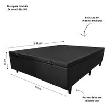 Box Bau casal 1,38 x 1,88 material sintético Preto reforçada Box Bau casal 1,38 x 1,88 material sintético Preto reforçada