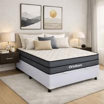 Box Baú Casal Branco Colchão Núvia Airtech Superpocket Ortobom